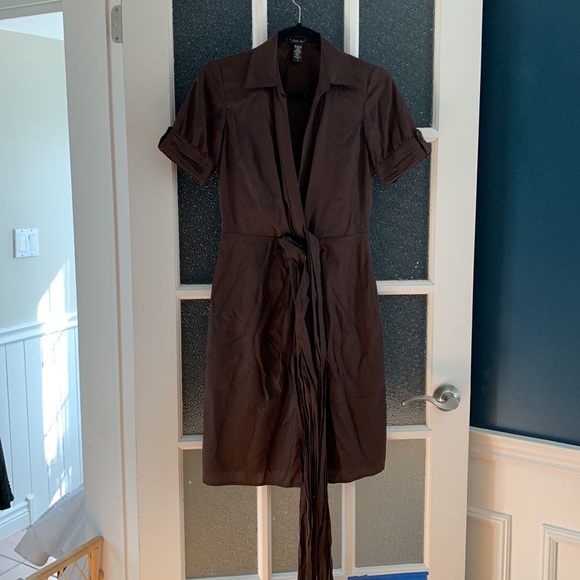LAUNDRY Espresso Brown Tee Wrap Waist Midi Dress (2) - Picture 9 of 11